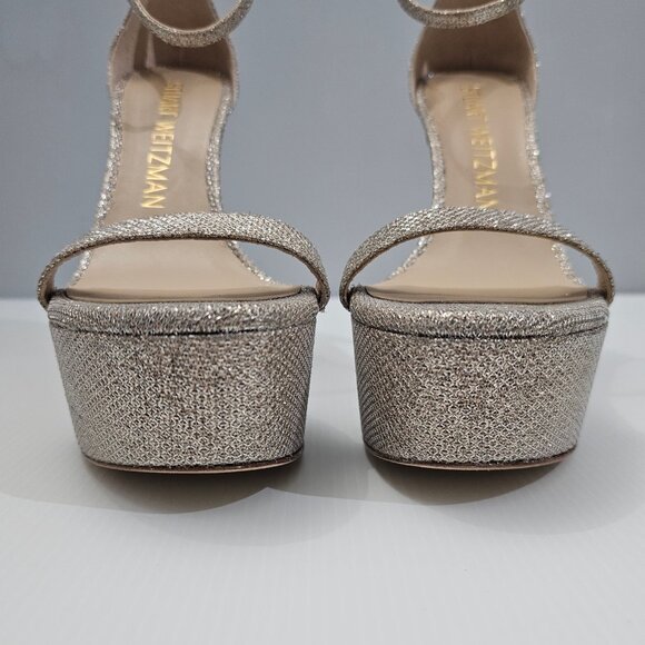 Stuart Weitzman Nudistcurve Hollywood Heel 8.5 Platino Platform Stiletto Sandal - Picture 6 of 14